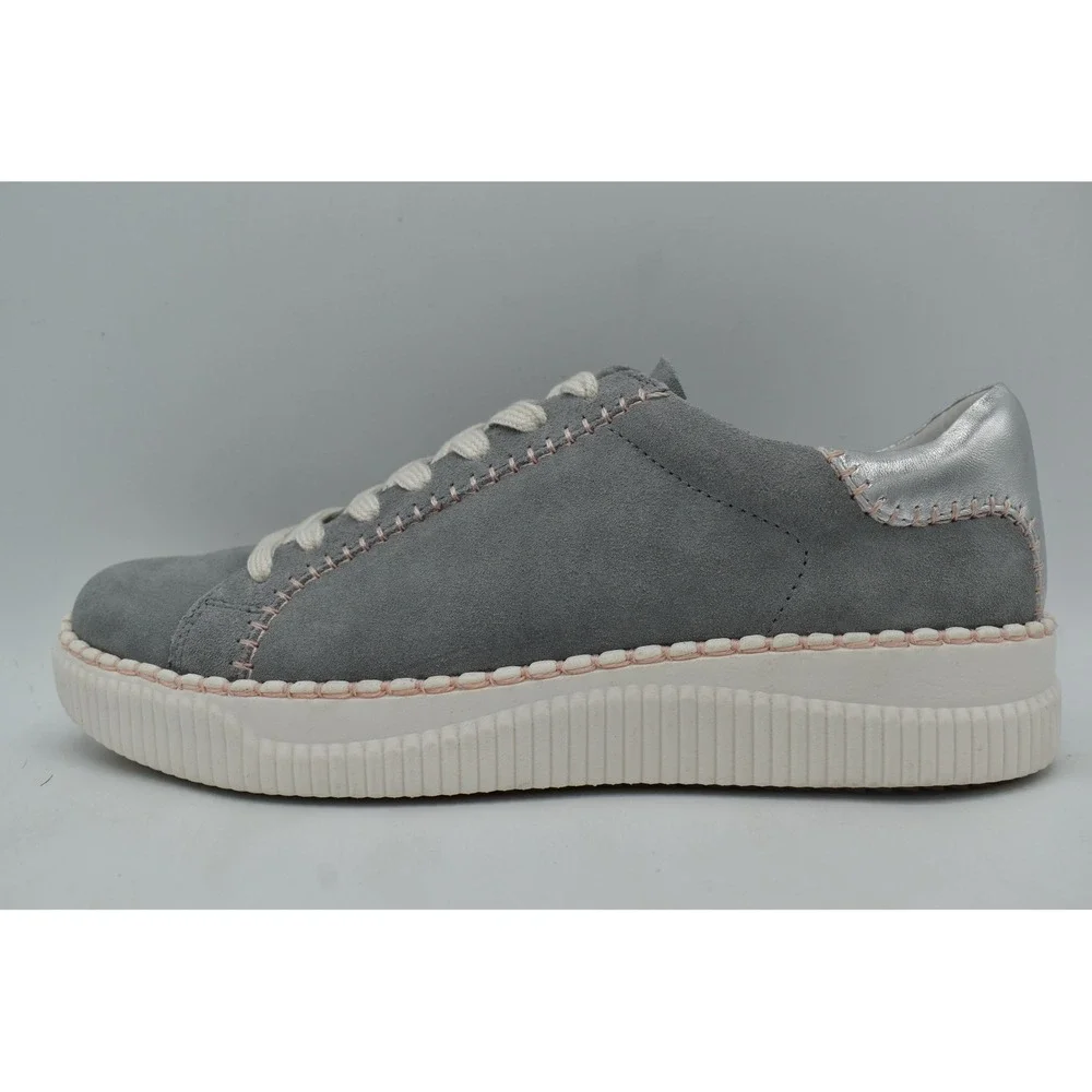 Sofft Frazier Sneakers Womens 7.5 Chambray Grey Silver Whipstitch NWB